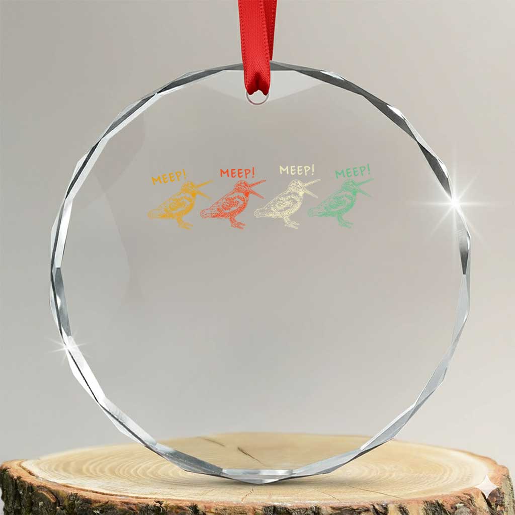 Meep Woodcock Crystal Glass Ornament Retro Timberdoodle Wildlife