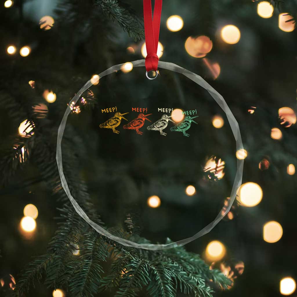 Meep Woodcock Crystal Glass Ornament Retro Timberdoodle Wildlife