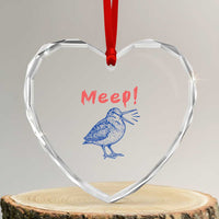 Meep Woodcock Heart Crystal Glass Ornament Cute Bird Meme