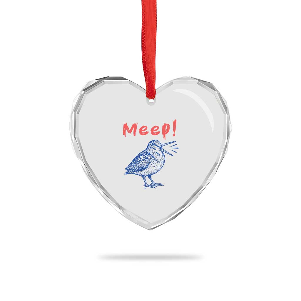 Meep Woodcock Heart Crystal Glass Ornament Cute Bird Meme