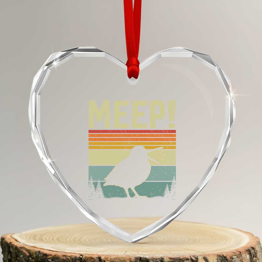 Meep Woodcock Heart Crystal Glass Ornament Funny Nature Lover
