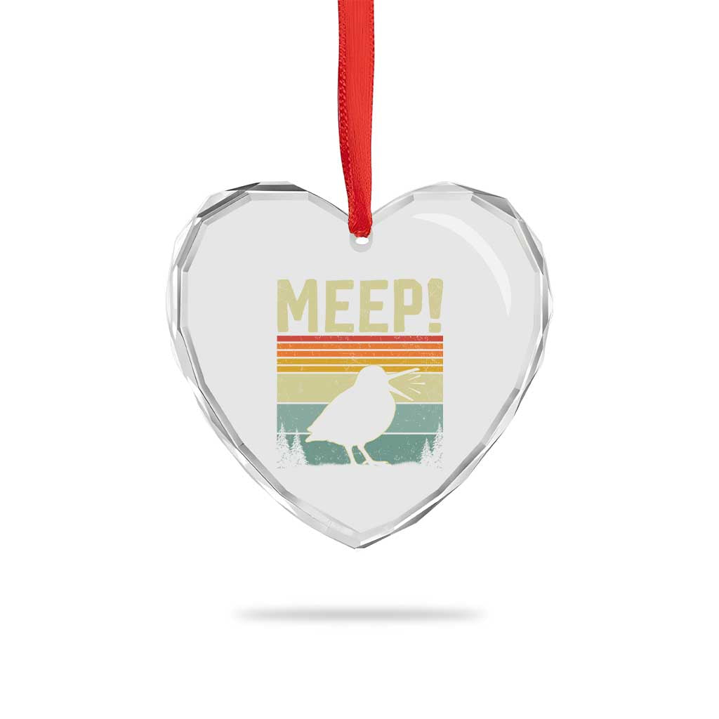 Meep Woodcock Heart Crystal Glass Ornament Funny Nature Lover