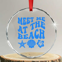 Meet Me At The Beach Crystal Glass Ornament Tropical Summer Vacation Graphic