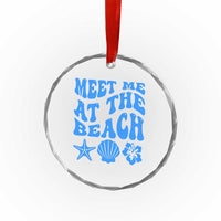 Meet Me At The Beach Crystal Glass Ornament Tropical Summer Vacation Graphic