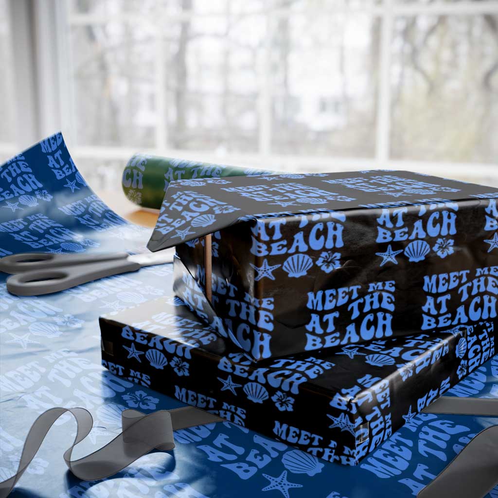 Meet Me At The Beach Wrapping Paper Roll Tropical Summer Vacation Graphic