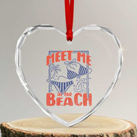 Meet Me At The Beach Heart Crystal Glass Ornament Summer Girls Trip Bikini Lover Gift