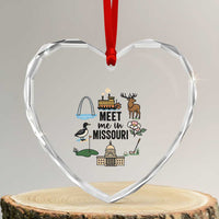 Meet Me in Missouri State Map Souvenir Heart Crystal Glass Ornament