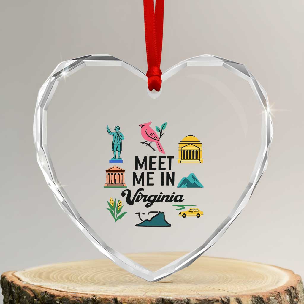 Meet Me in Virginia Heart Crystal Glass Ornament Travel Souvenir East Coast State Pride