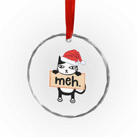 Meh Black Cat Sarcastic Funny Xmas Crystal Glass Ornament TS09