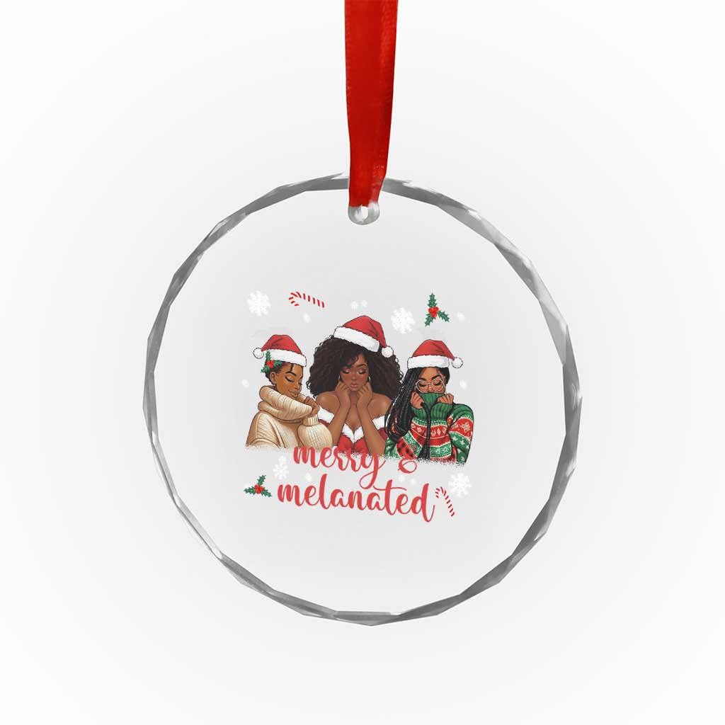Melanin Christmas Crystal Glass Ornament Merry And Melanated Holiday Gift For Girl - Wonder Print Shop