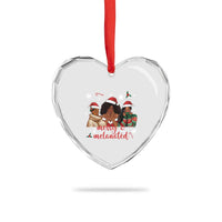 Melanin Christmas Heart Crystal Glass Ornament Merry And Melanated Holiday Gift For Girl - Wonder Print Shop