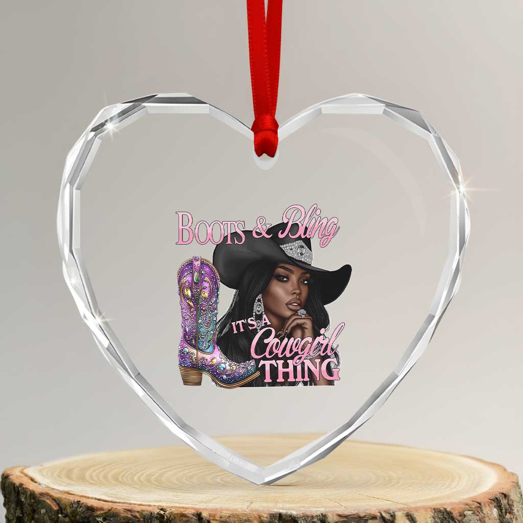 Melanin Cowgirl Heart Crystal Glass Ornament Boots & Bling its a Cowgirl Thing Black Cowgirl Melanin - Wonder Print Shop
