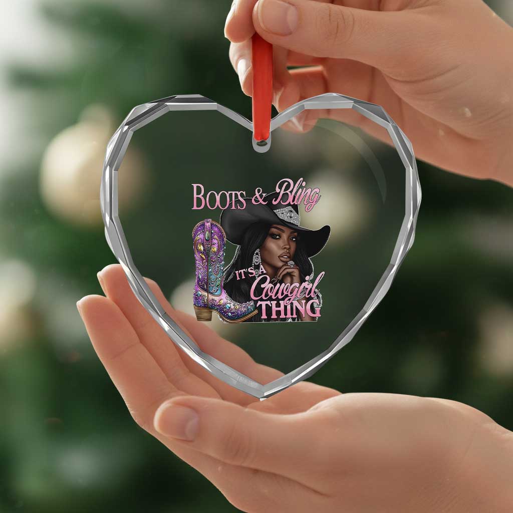 Melanin Cowgirl Heart Crystal Glass Ornament Boots & Bling its a Cowgirl Thing Black Cowgirl Melanin - Wonder Print Shop