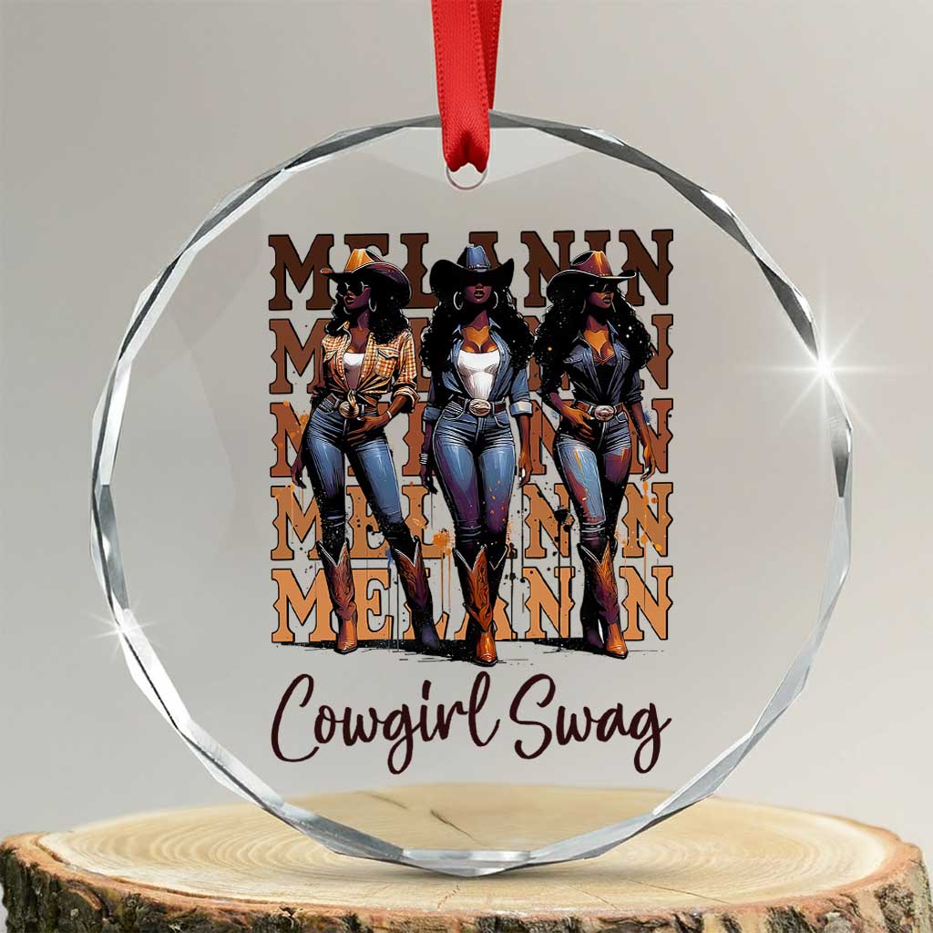 Melanin Cowgirl Swag Crystal Glass Ornament African American Cowgirls Black History Pride - Wonder Print Shop