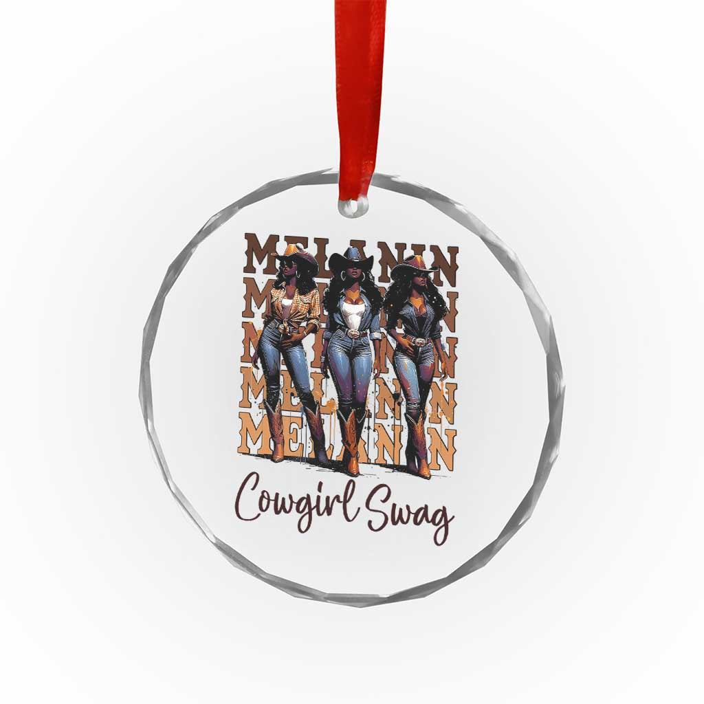 Melanin Cowgirl Swag Crystal Glass Ornament African American Cowgirls Black History Pride - Wonder Print Shop