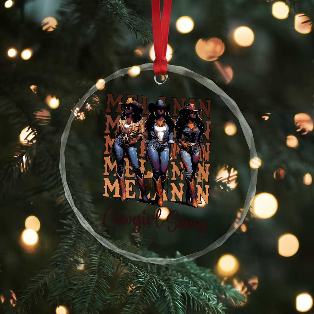 Melanin Cowgirl Swag Crystal Glass Ornament African American Cowgirls Black History Pride - Wonder Print Shop