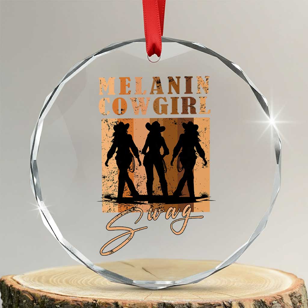 Melanin Cowgirl Swag Crystal Glass Ornament African American Cowgirls Black History Pride Retro - Wonder Print Shop