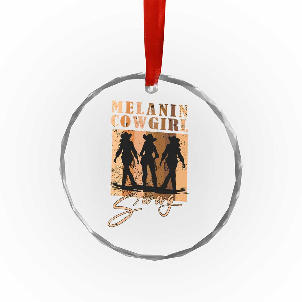 Melanin Cowgirl Swag Crystal Glass Ornament African American Cowgirls Black History Pride Retro - Wonder Print Shop