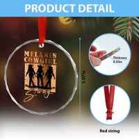 Melanin Cowgirl Swag Crystal Glass Ornament African American Cowgirls Black History Pride Retro - Wonder Print Shop