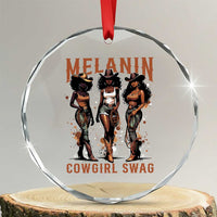 Melanin Cowgirl Swag Crystal Glass Ornament Black Women Western Pride
