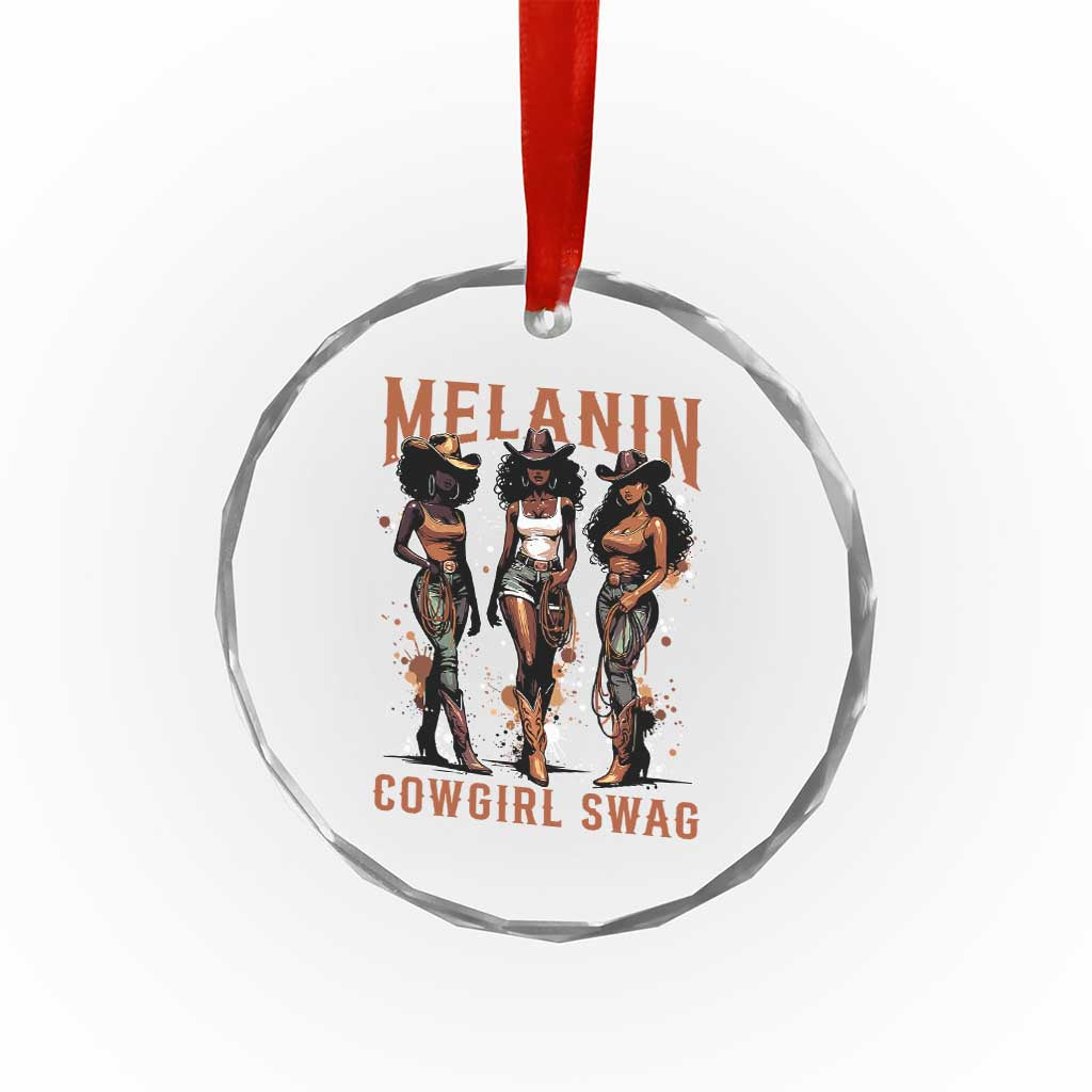 Melanin Cowgirl Swag Crystal Glass Ornament Black Women Western Pride