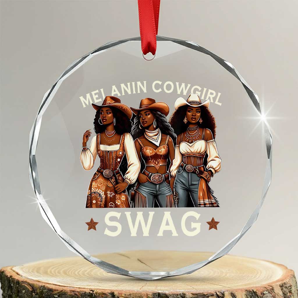 Melanin Cowgirl Swag Crystal Glass Ornament Cool African American Cowgirls Black History - Wonder Print Shop