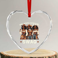 Melanin Cowgirl Swag Heart Crystal Glass Ornament Cool African American Cowgirls Black History - Wonder Print Shop