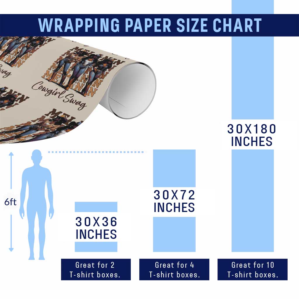 Melanin Cowgirl Swag Wrapping Paper Roll African American Cowgirls Black History Pride - Wonder Print Shop