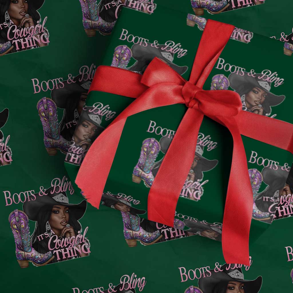 Melanin Cowgirl Wrapping Paper Roll Boots & Bling its a Cowgirl Thing Black Cowgirl Melanin - Wonder Print Shop