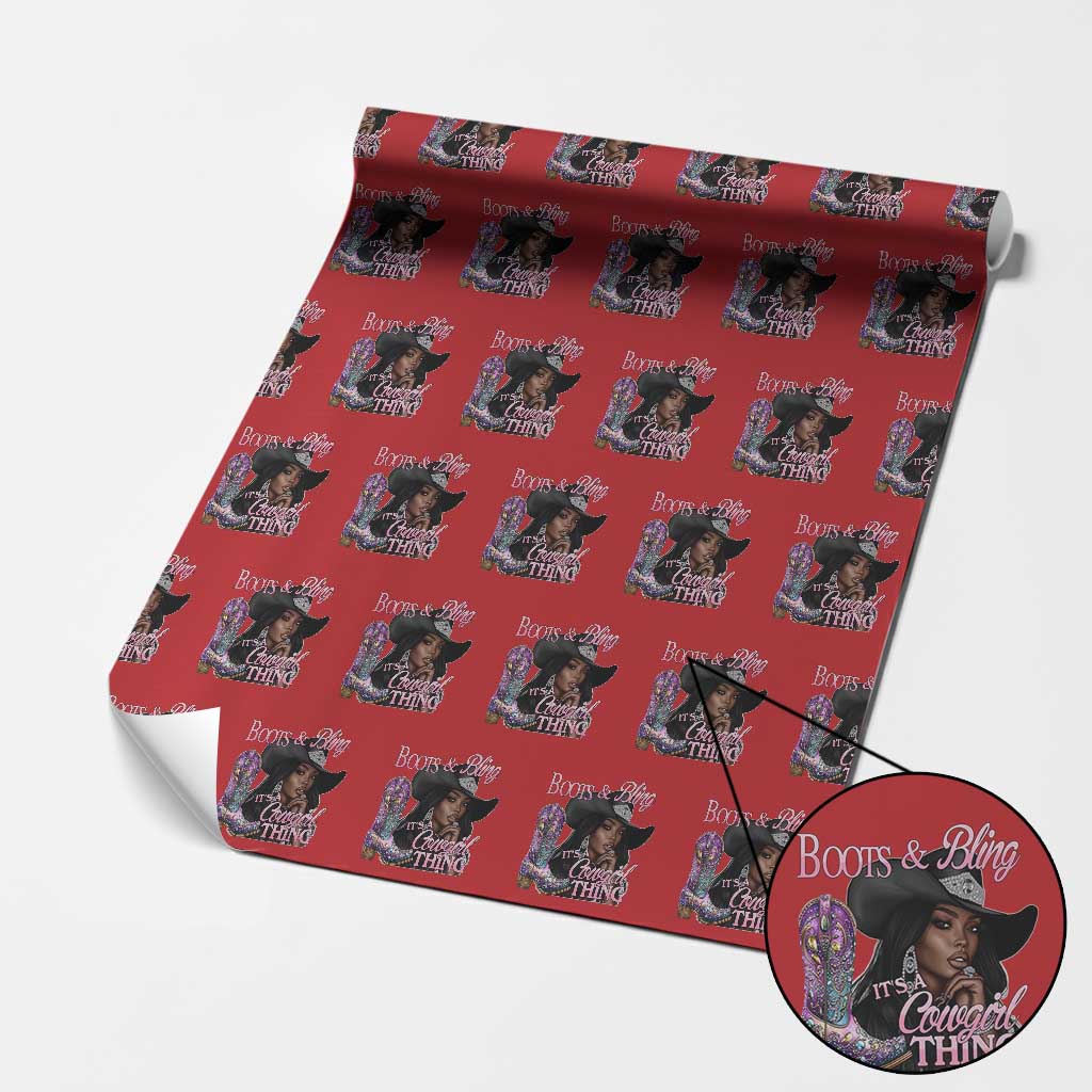 Melanin Cowgirl Wrapping Paper Roll Boots & Bling its a Cowgirl Thing Black Cowgirl Melanin - Wonder Print Shop
