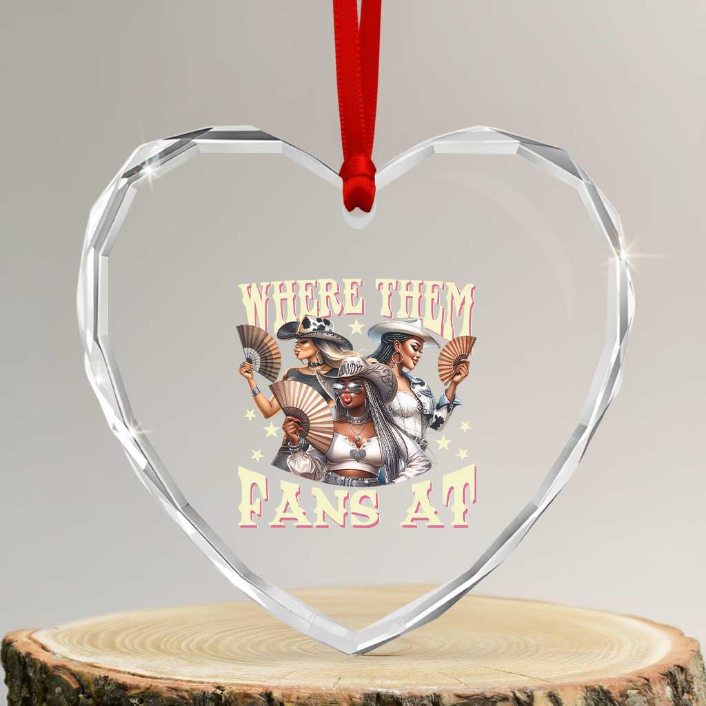 Melanin Cowgirls Heart Crystal Glass Ornament Where Them Fans At Country Life Women Girls - Wonder Print Shop