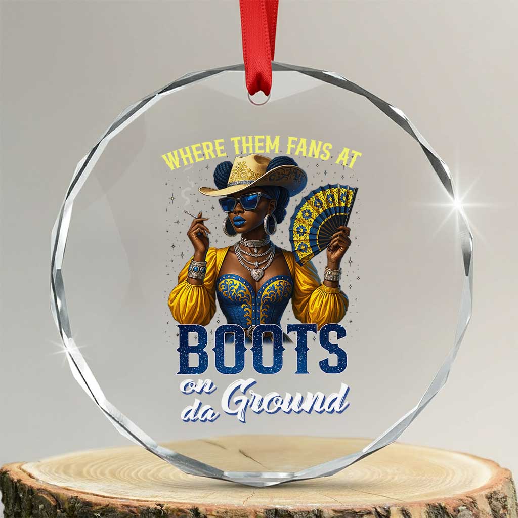 Melanin Cowgirls Linedance Crystal Glass Ornament Where Them Fans At Boots On Da Ground - Wonder Print Shop