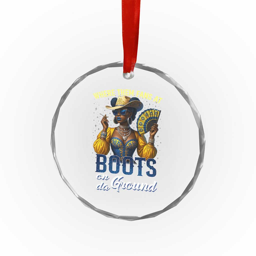 Melanin Cowgirls Linedance Crystal Glass Ornament Where Them Fans At Boots On Da Ground - Wonder Print Shop
