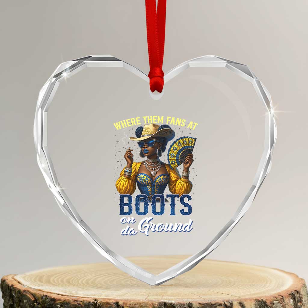 Melanin Cowgirls Linedance Heart Crystal Glass Ornament Where Them Fans At Boots On Da Ground - Wonder Print Shop