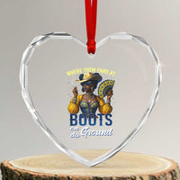 Melanin Cowgirls Linedance Heart Crystal Glass Ornament Where Them Fans At Boots On Da Ground - Wonder Print Shop