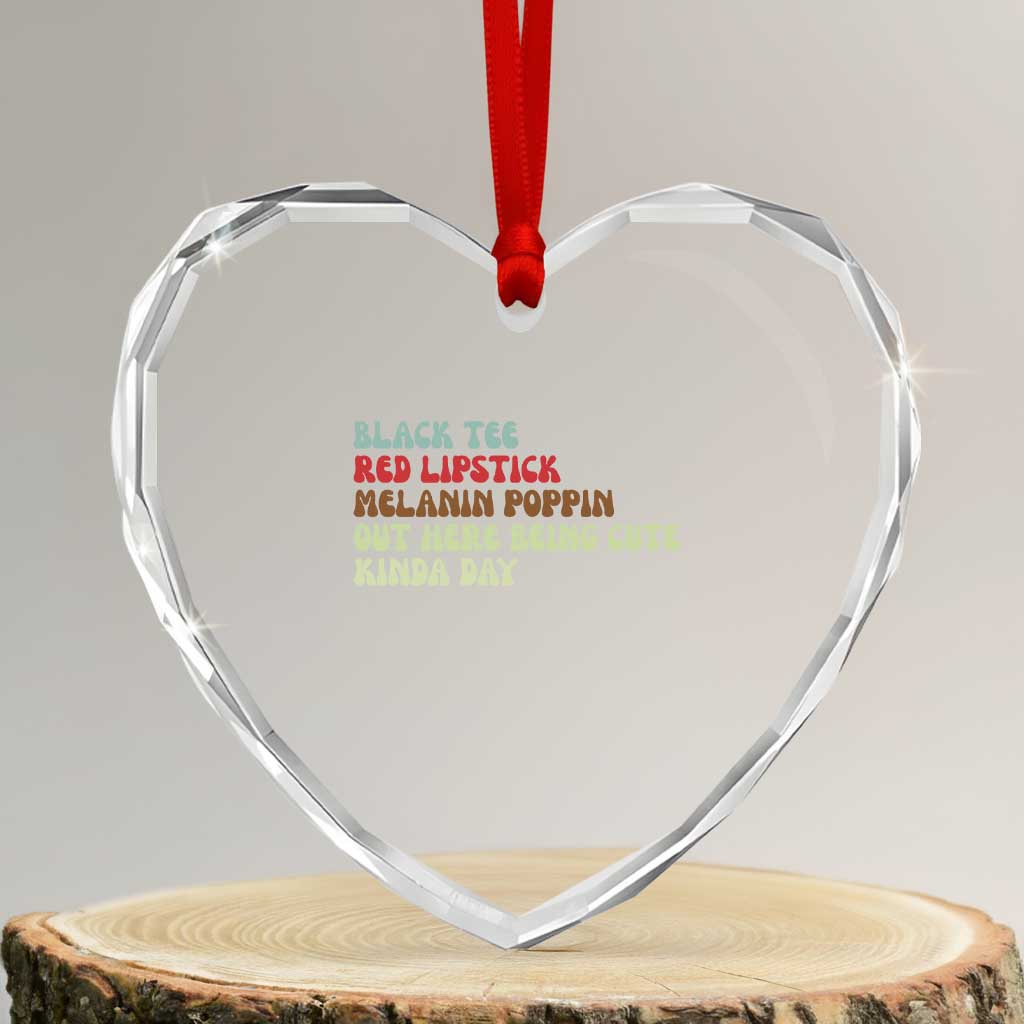 Melanin Poppin Black Girl Pride Heart Crystal Glass Ornament Funny Juneteenth Saying Afro Black Women Queen