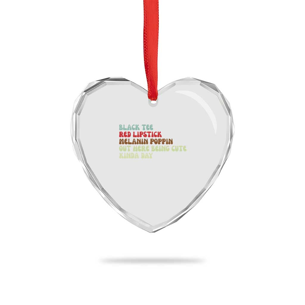 Melanin Poppin Black Girl Pride Heart Crystal Glass Ornament Funny Juneteenth Saying Afro Black Women Queen