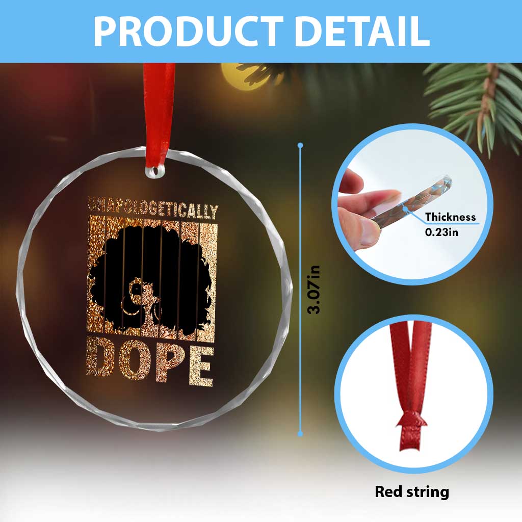 Melanin Queen Glitter Print Crystal Glass Ornament Unapologetically Dope - Wonder Print Shop