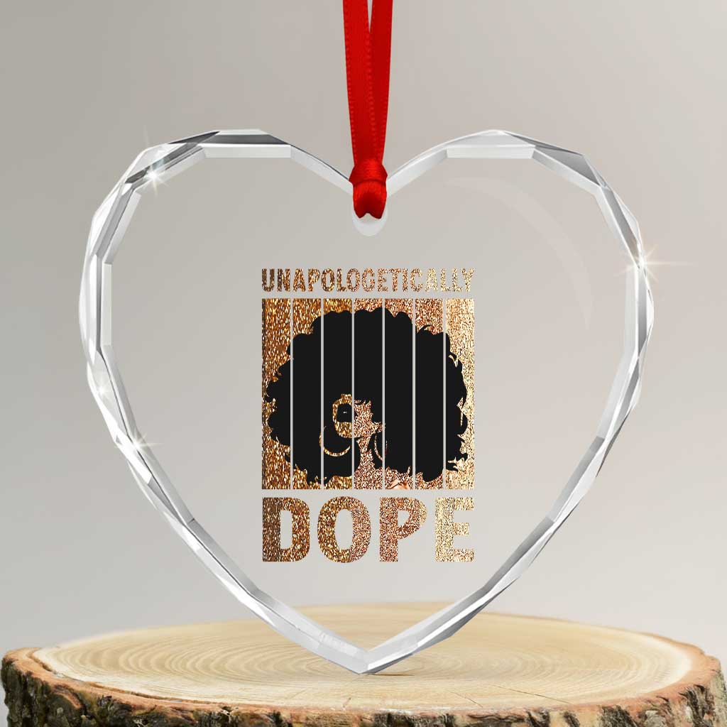 Melanin Queen Glitter Print Heart Crystal Glass Ornament Unapologetically Dope - Wonder Print Shop