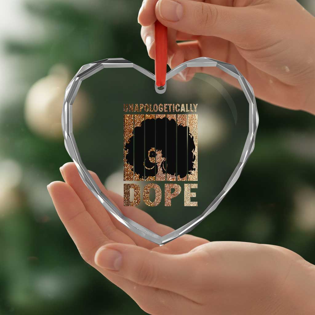 Melanin Queen Glitter Print Heart Crystal Glass Ornament Unapologetically Dope - Wonder Print Shop