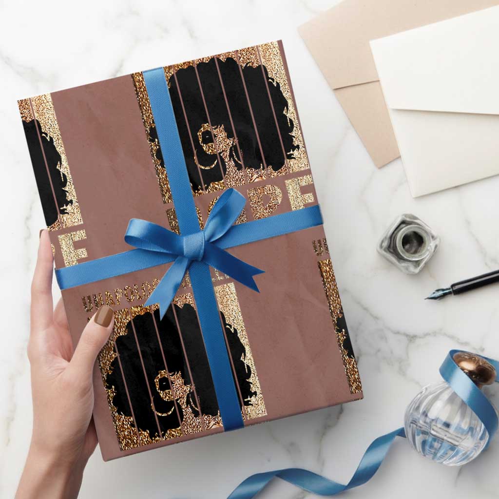 Melanin Queen Glitter Print Wrapping Paper Roll Unapologetically Dope - Wonder Print Shop