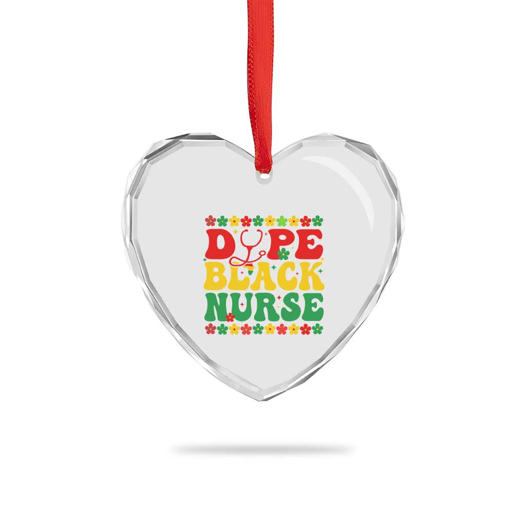 Melanin Queen Nursing Black History Month Gift Heart Crystal Glass Ornament Dope Black Nurse