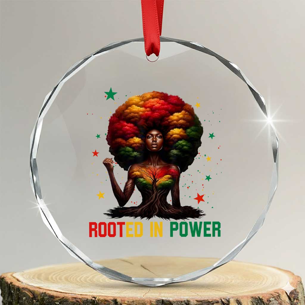 Melanin Queen Rooted In Power Crystal Glass Ornament African American Afro Tree Of Life - Wonder Print Shop