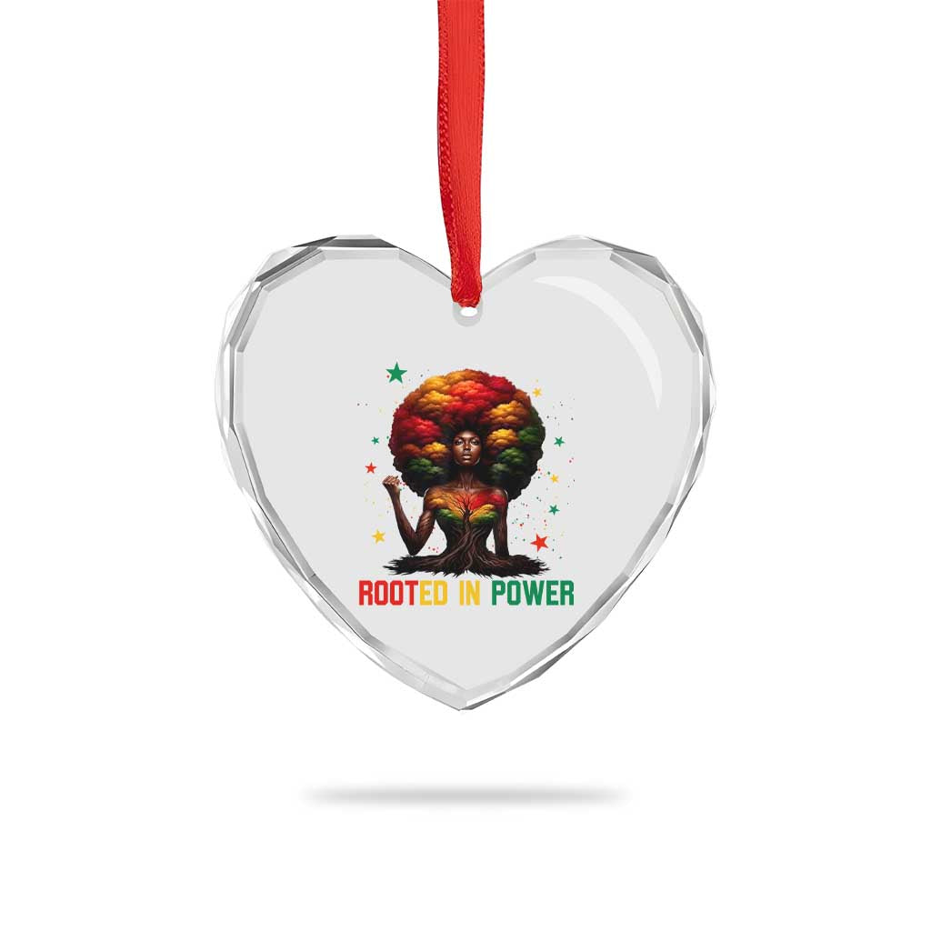Melanin Queen Rooted In Power Heart Crystal Glass Ornament African American Afro Tree Of Life - Wonder Print Shop