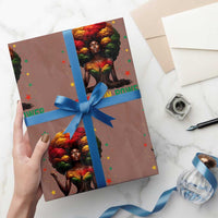 Melanin Queen Rooted In Power Wrapping Paper Roll African American Afro Tree Of Life - Wonder Print Shop