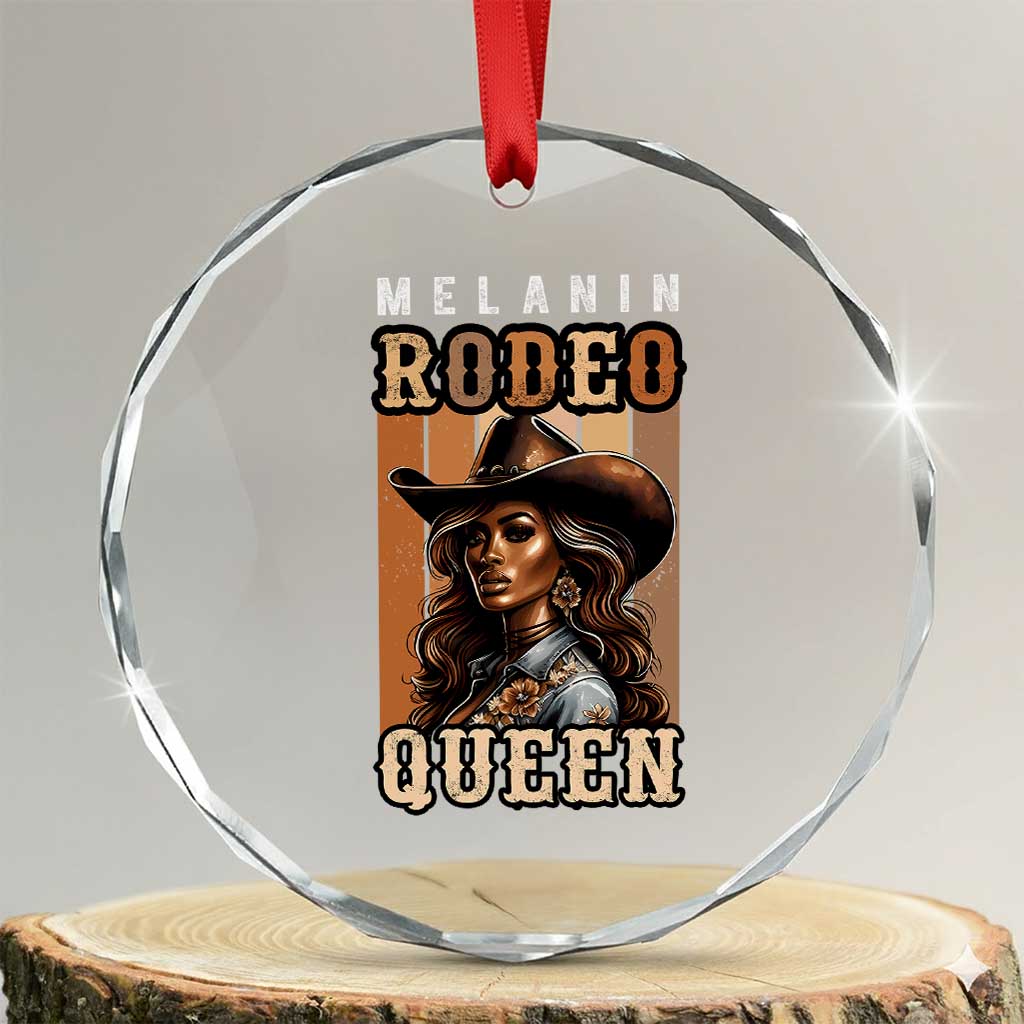 Melanin Rodeo Queen Crystal Glass Ornament African American Melanin Black Cowgirl