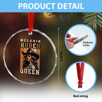 Melanin Rodeo Queen Crystal Glass Ornament African American Melanin Black Cowgirl