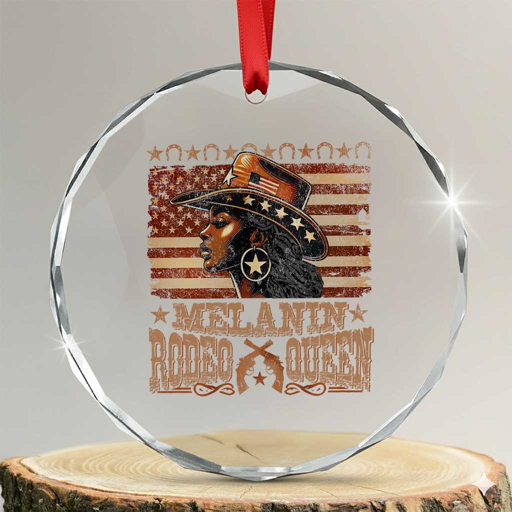 Melanin Rodeo Queen Crystal Glass Ornament Black Cowgirl Vintage American Flag
