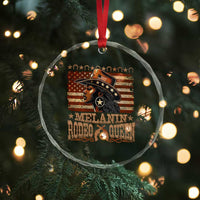 Melanin Rodeo Queen Crystal Glass Ornament Black Cowgirl Vintage American Flag