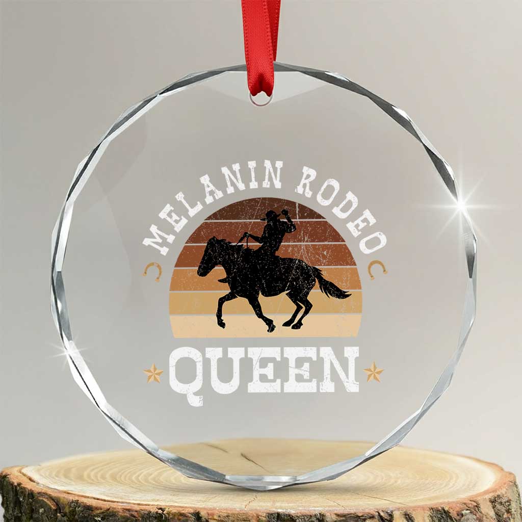 Melanin Rodeo Queen Crystal Glass Ornament Cowgirl Riding Horse African American Cowgirls Retro - Wonder Print Shop